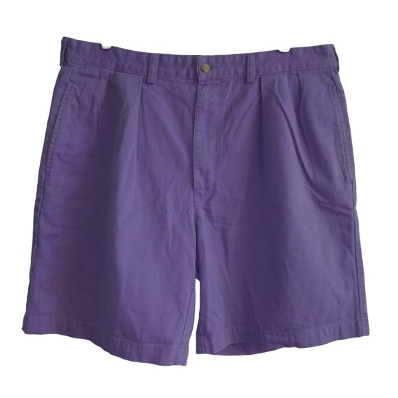 36x9 Polo Chino Ralph Lauren Mens Purple Cotton Pleated Shorts Vintage 90s Zip